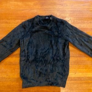 Tahari women’s faux fur grey blue sweater size small